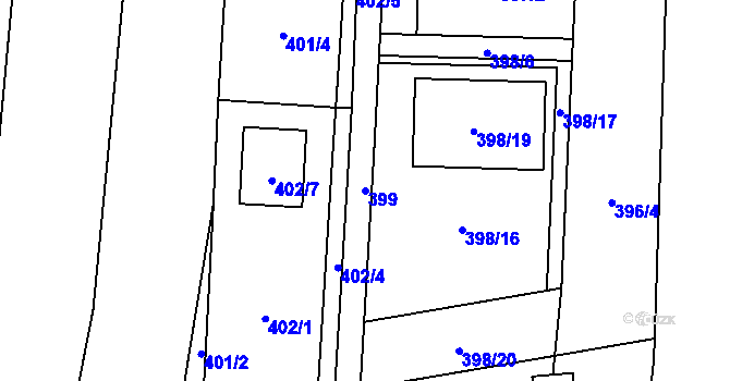Parcela st. 399 v KÚ Želešice, Katastrální mapa