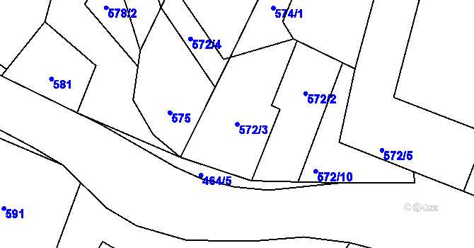 Parcela st. 572/3 v KÚ Želešice, Katastrální mapa