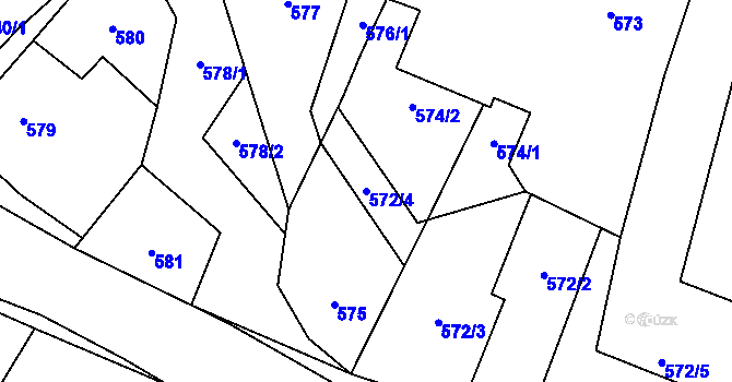 Parcela st. 572/4 v KÚ Želešice, Katastrální mapa