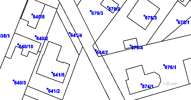 Parcela st. 644/2 v KÚ Želešice, Katastrální mapa