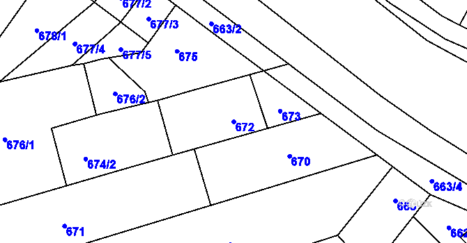 Parcela st. 672 v KÚ Želešice, Katastrální mapa