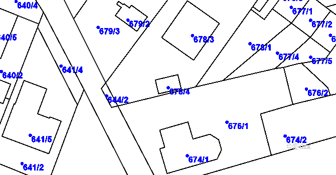 Parcela st. 678/4 v KÚ Želešice, Katastrální mapa