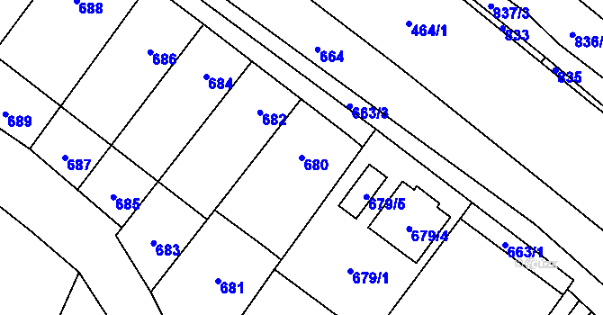 Parcela st. 680 v KÚ Želešice, Katastrální mapa