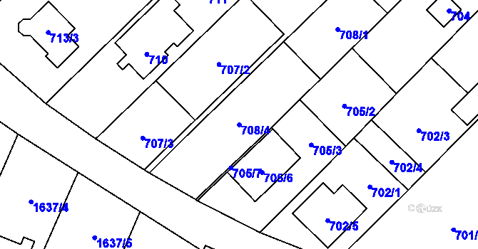 Parcela st. 708/4 v KÚ Želešice, Katastrální mapa