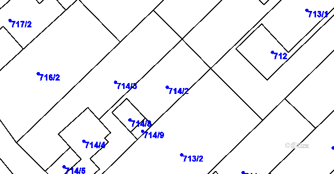 Parcela st. 714/2 v KÚ Želešice, Katastrální mapa