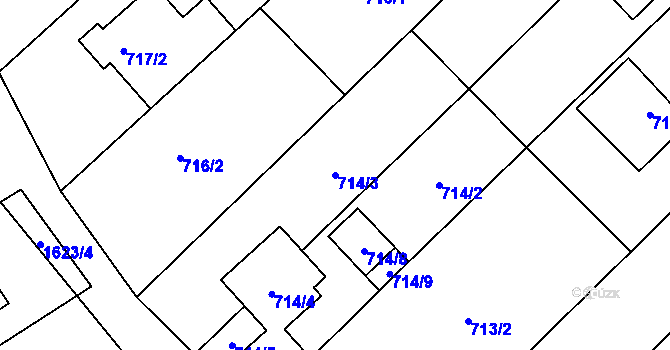 Parcela st. 714/3 v KÚ Želešice, Katastrální mapa