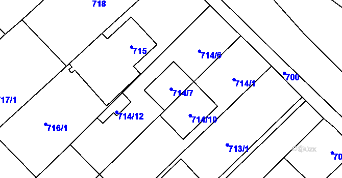 Parcela st. 714/7 v KÚ Želešice, Katastrální mapa