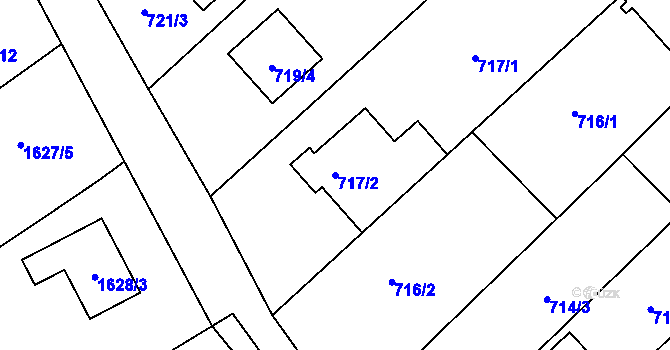Parcela st. 717/2 v KÚ Želešice, Katastrální mapa