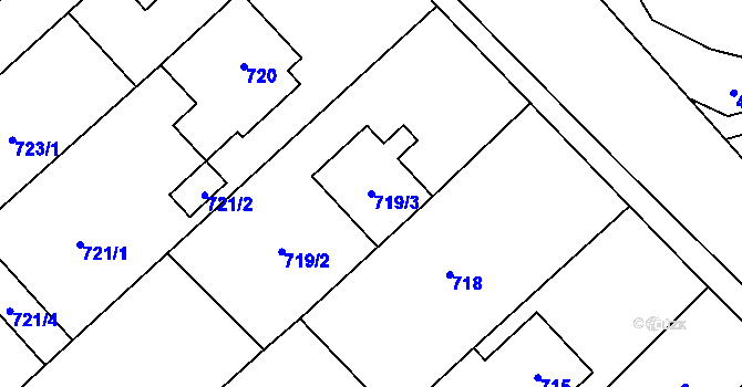 Parcela st. 719/3 v KÚ Želešice, Katastrální mapa