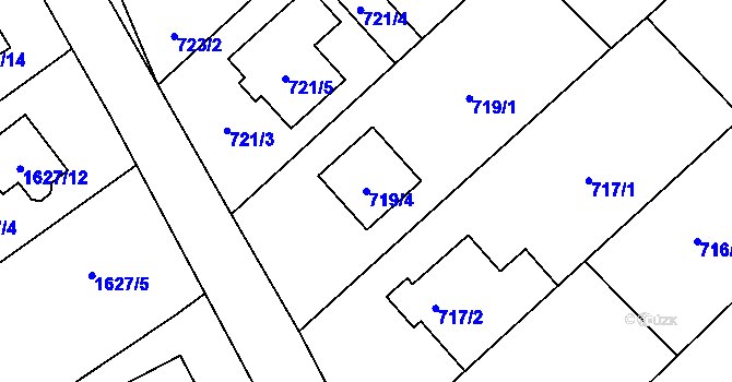 Parcela st. 719/4 v KÚ Želešice, Katastrální mapa