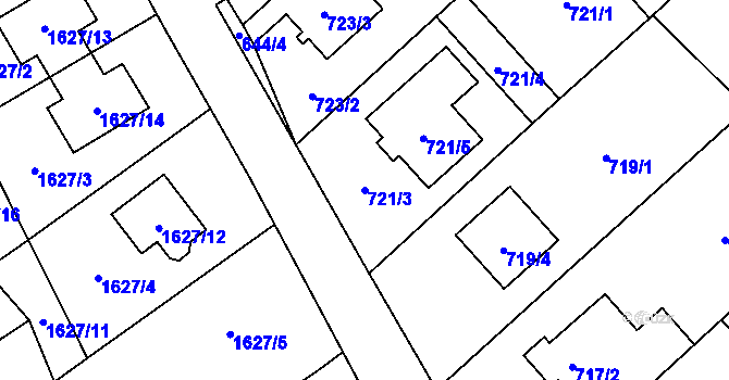 Parcela st. 721/3 v KÚ Želešice, Katastrální mapa