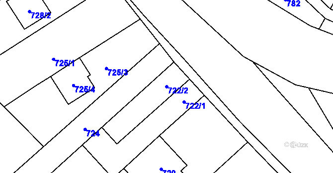 Parcela st. 722/2 v KÚ Želešice, Katastrální mapa