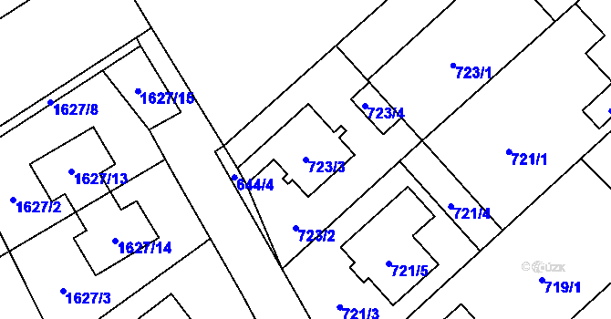 Parcela st. 723/3 v KÚ Želešice, Katastrální mapa