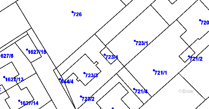Parcela st. 723/4 v KÚ Želešice, Katastrální mapa