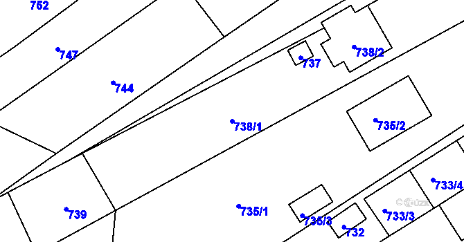 Parcela st. 738/1 v KÚ Želešice, Katastrální mapa