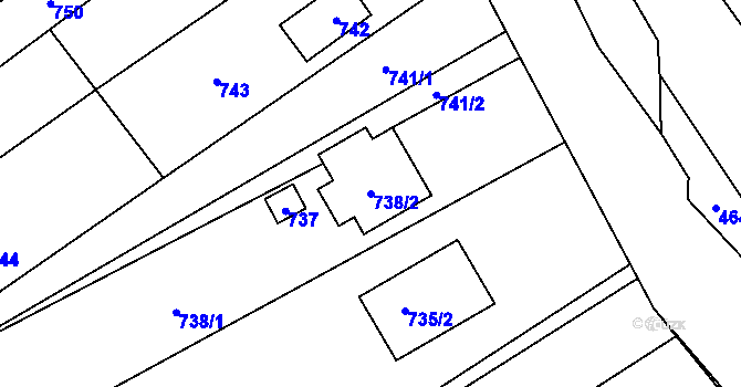 Parcela st. 738/2 v KÚ Želešice, Katastrální mapa