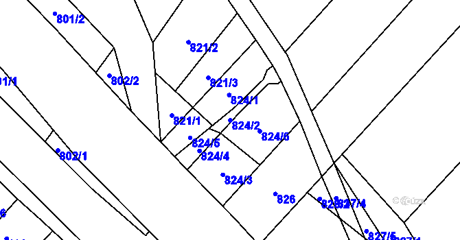 Parcela st. 824/2 v KÚ Želešice, Katastrální mapa