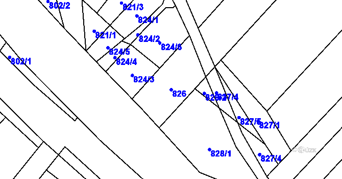 Parcela st. 826 v KÚ Želešice, Katastrální mapa