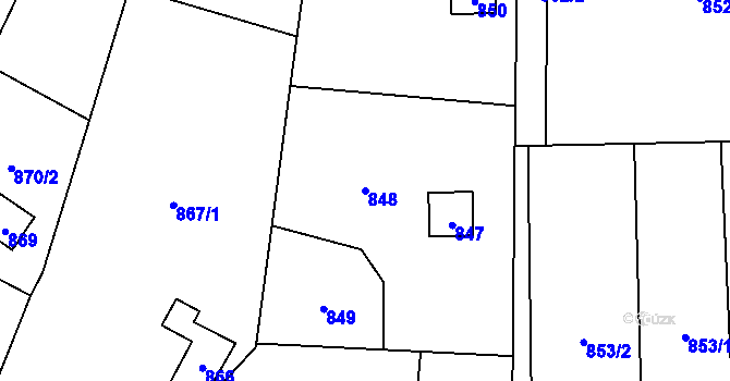 Parcela st. 848 v KÚ Želešice, Katastrální mapa