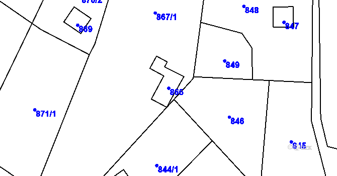 Parcela st. 866 v KÚ Želešice, Katastrální mapa