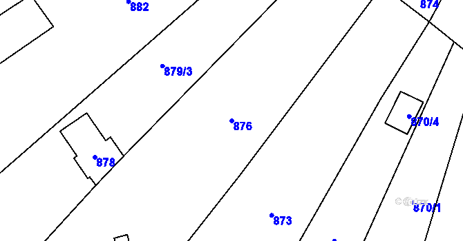 Parcela st. 876 v KÚ Želešice, Katastrální mapa