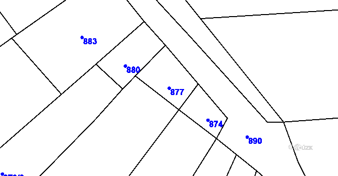 Parcela st. 877 v KÚ Želešice, Katastrální mapa
