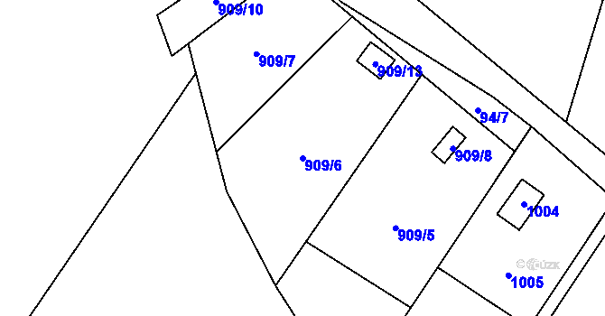 Parcela st. 909/6 v KÚ Želešice, Katastrální mapa