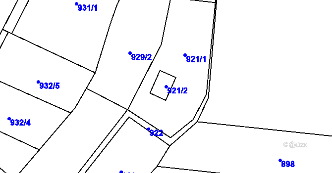 Parcela st. 921/2 v KÚ Želešice, Katastrální mapa