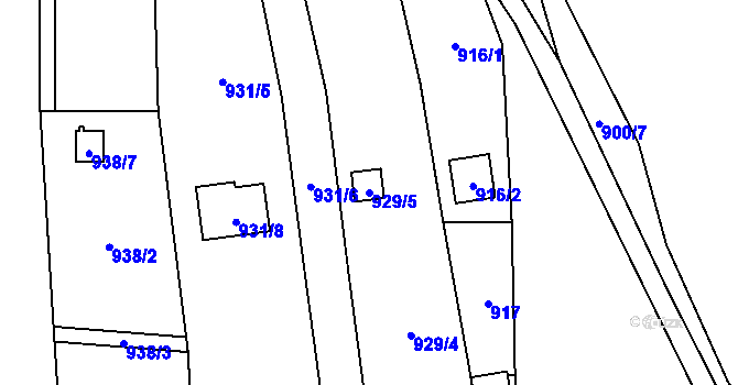 Parcela st. 929/5 v KÚ Želešice, Katastrální mapa