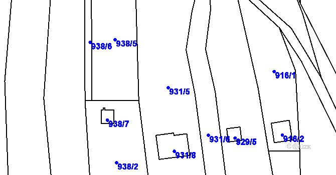 Parcela st. 931/5 v KÚ Želešice, Katastrální mapa