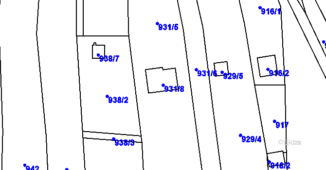Parcela st. 931/8 v KÚ Želešice, Katastrální mapa