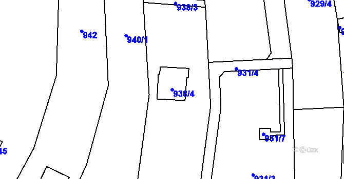Parcela st. 938/4 v KÚ Želešice, Katastrální mapa