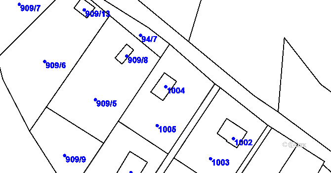 Parcela st. 1004 v KÚ Želešice, Katastrální mapa