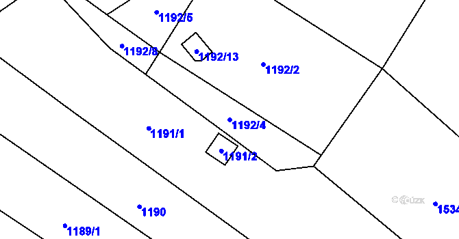 Parcela st. 1192/4 v KÚ Želešice, Katastrální mapa