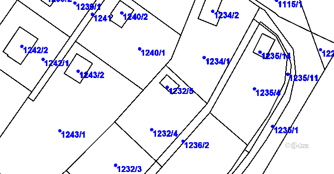 Parcela st. 1232/5 v KÚ Želešice, Katastrální mapa