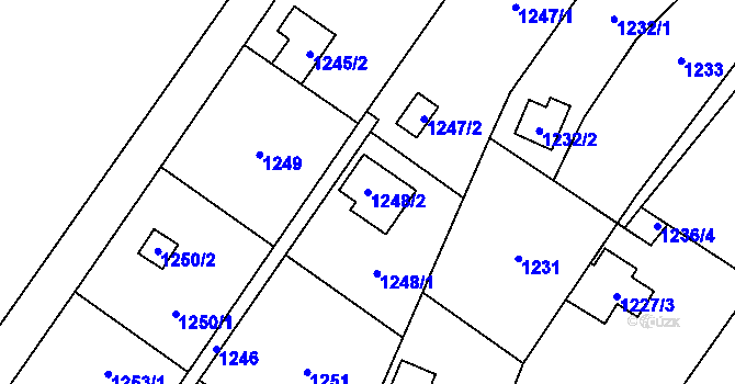 Parcela st. 1248/2 v KÚ Želešice, Katastrální mapa