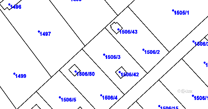 Parcela st. 1506/3 v KÚ Želešice, Katastrální mapa