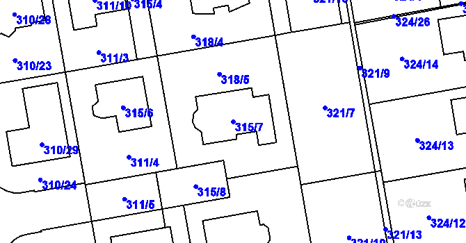 Parcela st. 315/7 v KÚ Želešice, Katastrální mapa