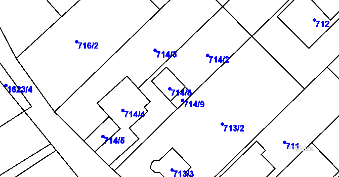 Parcela st. 714/8 v KÚ Želešice, Katastrální mapa