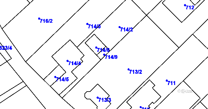 Parcela st. 714/9 v KÚ Želešice, Katastrální mapa