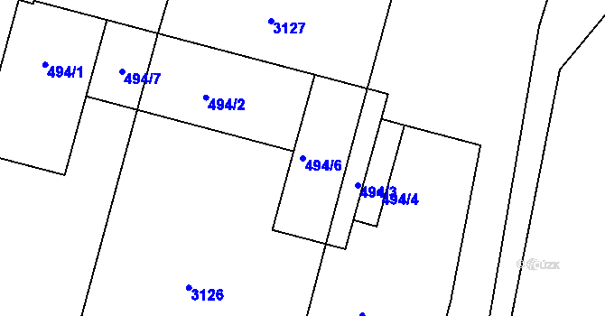 Parcela st. 494/6 v KÚ Želešice, Katastrální mapa