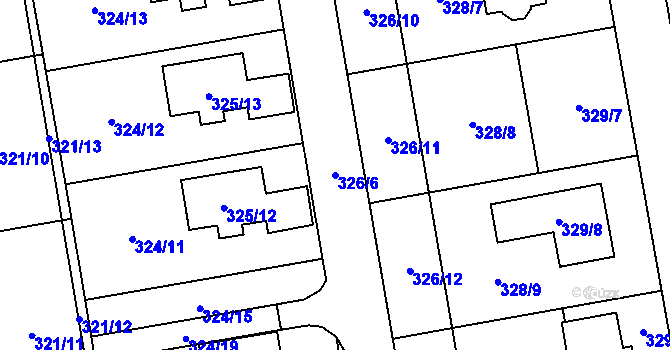 Parcela st. 326/6 v KÚ Želešice, Katastrální mapa