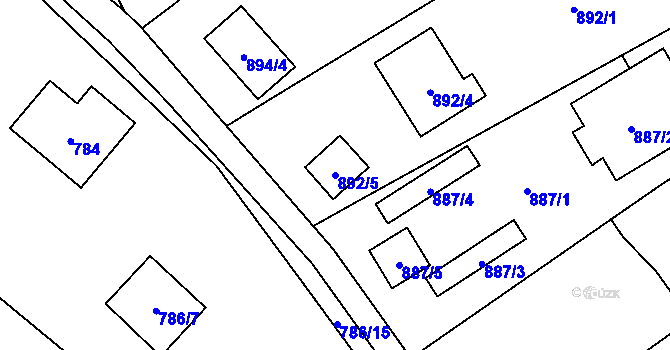 Parcela st. 892/5 v KÚ Želešice, Katastrální mapa