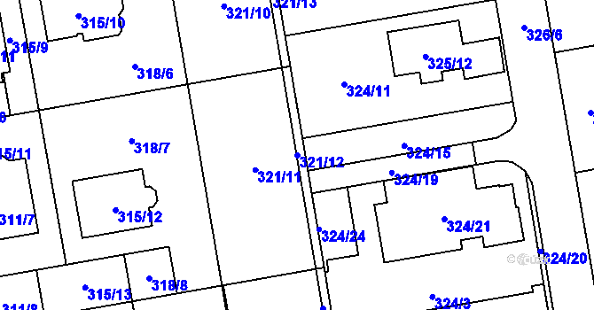 Parcela st. 321/12 v KÚ Želešice, Katastrální mapa