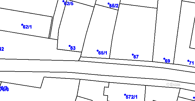 Parcela st. 65/1 v KÚ Želešice, Katastrální mapa