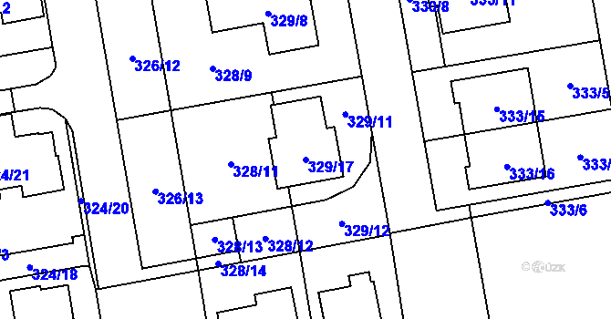 Parcela st. 329/17 v KÚ Želešice, Katastrální mapa