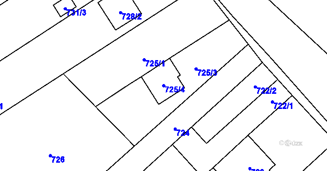 Parcela st. 725/4 v KÚ Želešice, Katastrální mapa