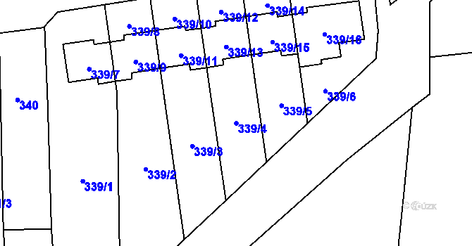 Parcela st. 339/4 v KÚ Želešice, Katastrální mapa