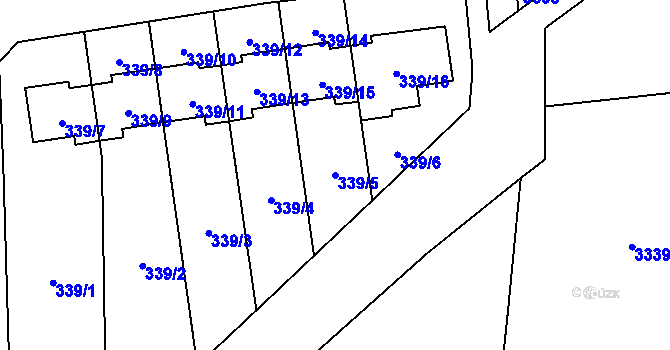 Parcela st. 339/5 v KÚ Želešice, Katastrální mapa