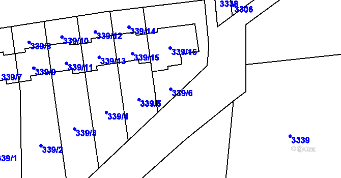 Parcela st. 339/6 v KÚ Želešice, Katastrální mapa